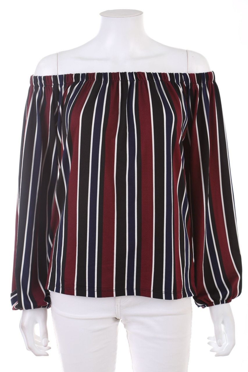 AMISU - Streifen-Carmen-Bluse - M