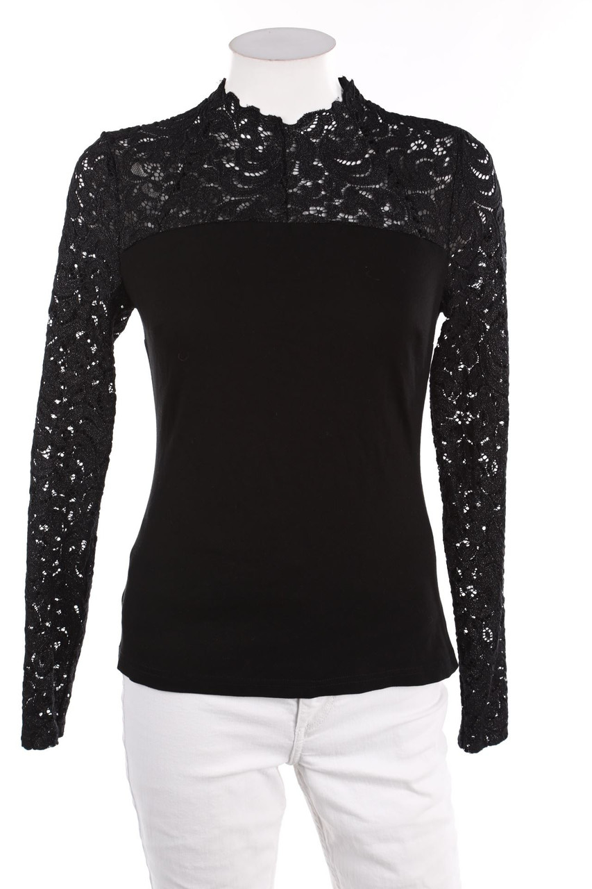 Ohne Label - Samt-Bluse mit Glitzer - S