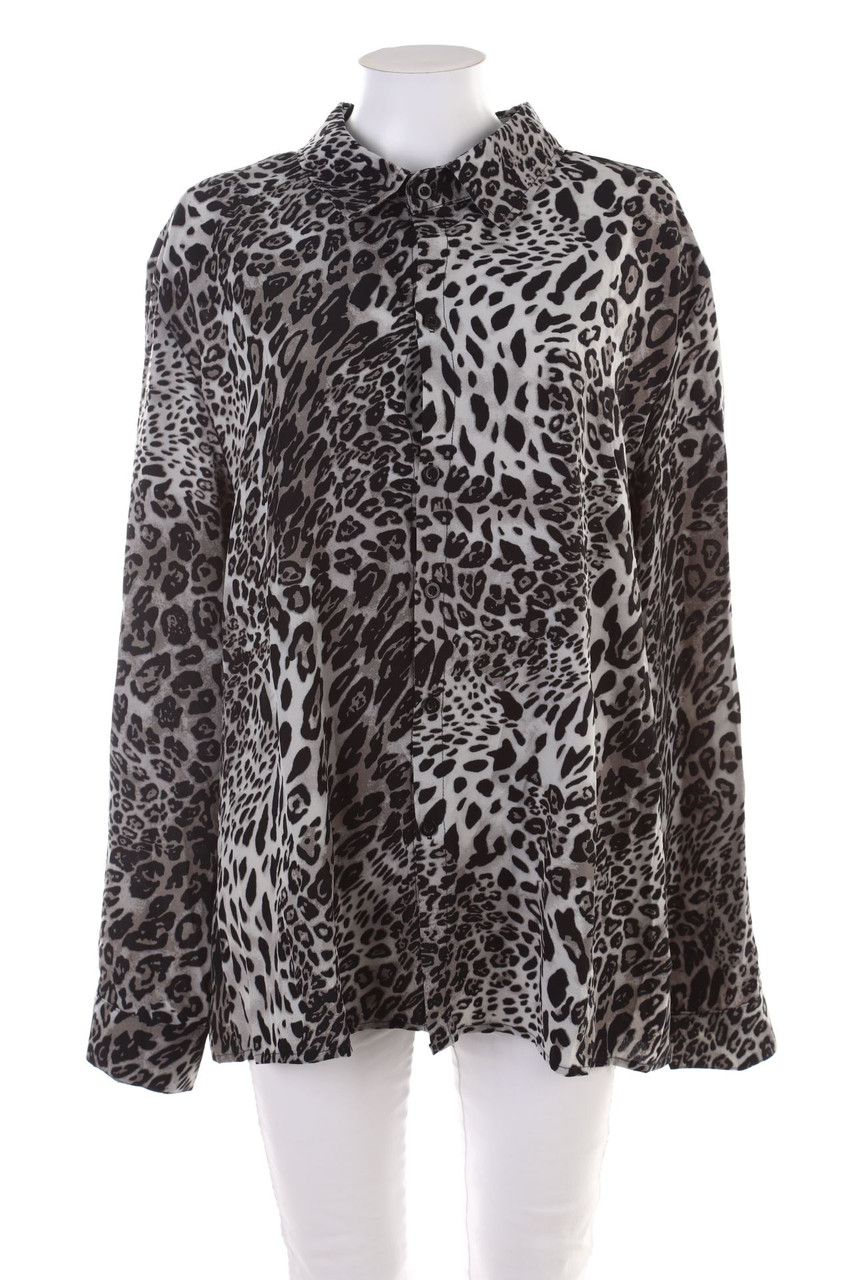 Ohne Label - Bluse mit Leo-Print - XL