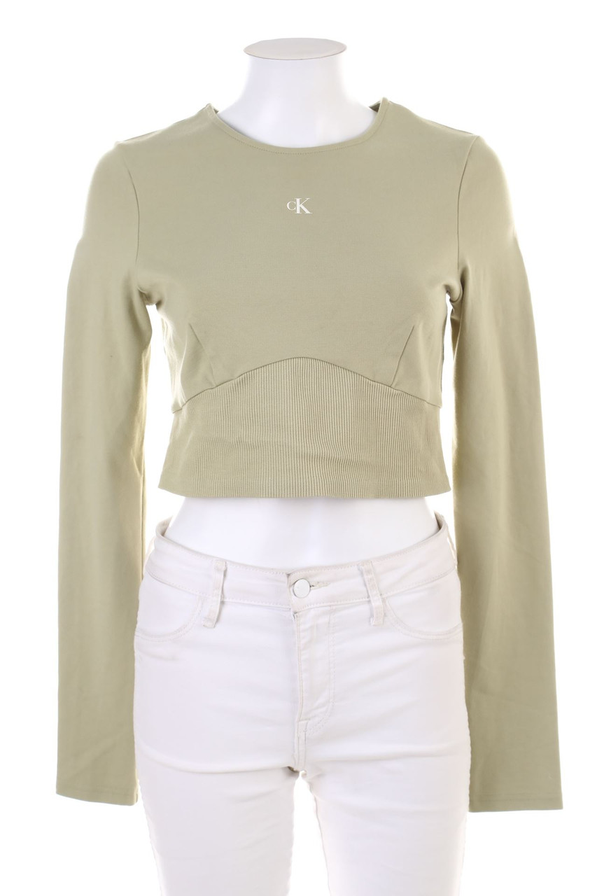 Calvin Klein Jeans - Cropped-Longsleeve-Shirt mit Logo-Stickerei - M