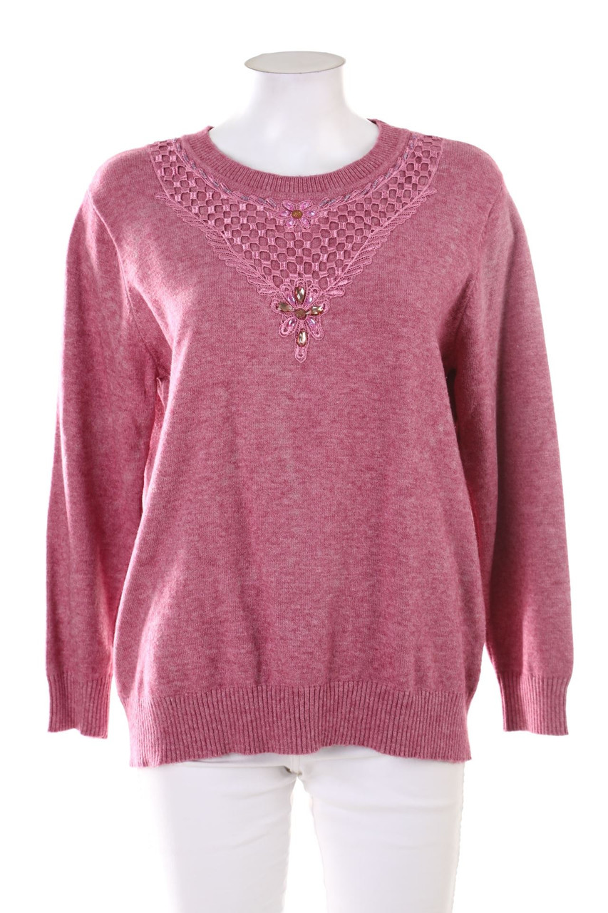 SECONDHAND - Strick-Pullover mit Schmuckstein-Applikation - XL