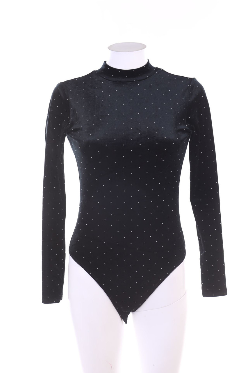 H&M - Samt-Body mit Strass-Steinen - S