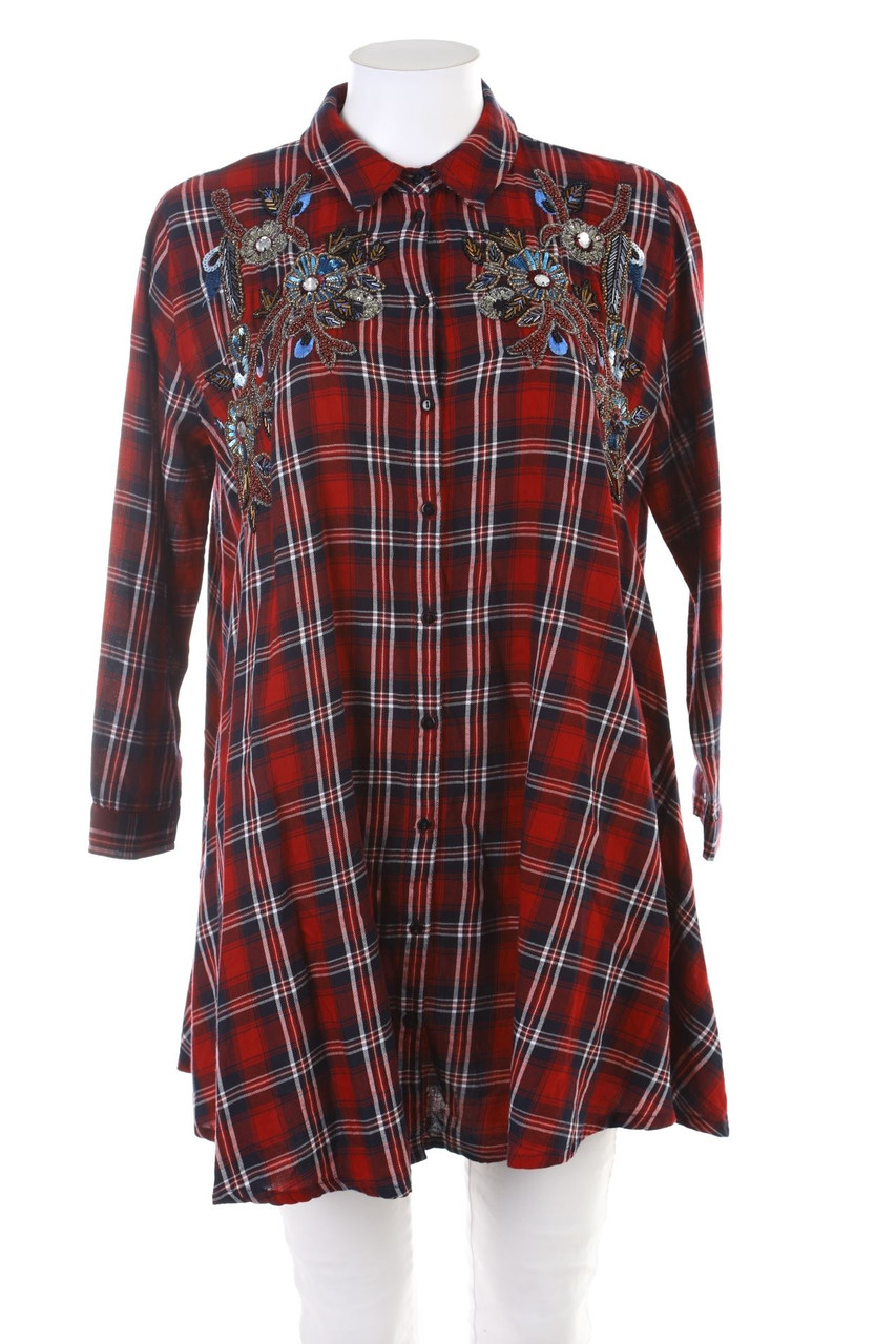 ZARA - Bluse mit Schmuckstein-Applikation - S