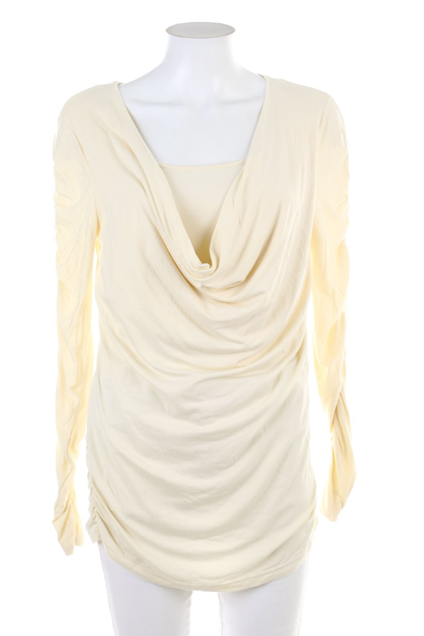 HEINE - Longsleeve-Shirt mit Wasserfall-Ausschnitt - M