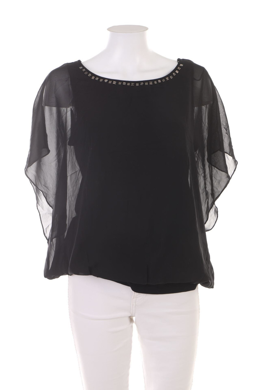 flame - Kurzarm-Bluse mit Schmuckstein-Applikation - 2XL