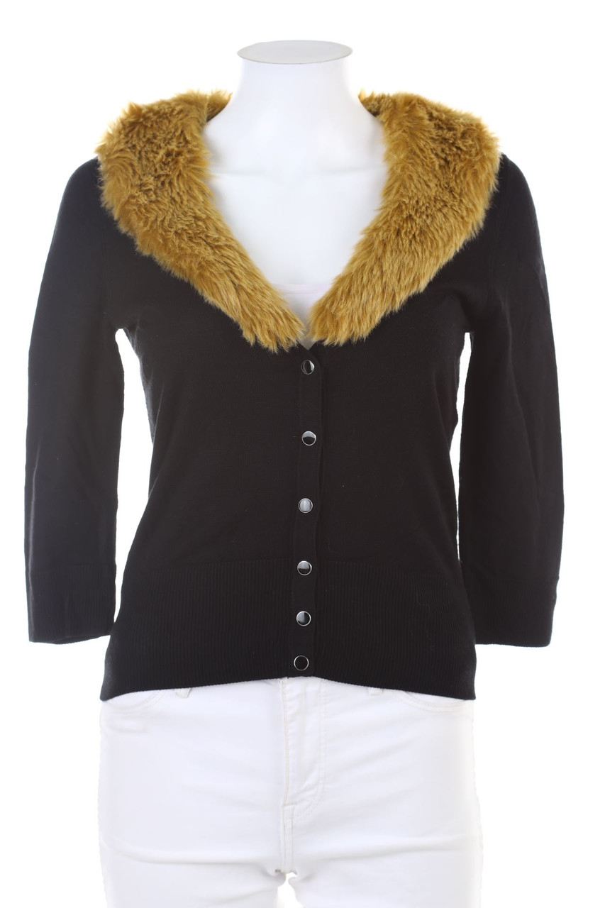 White House Black Market - Cardigan mit Faux Fur-Kragen - XS