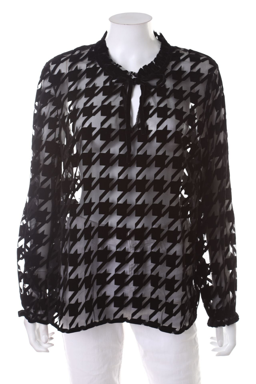 WOMEN essentials by Tchibo - Mesh-Bluse mit Hahnentritt-Muster - XL