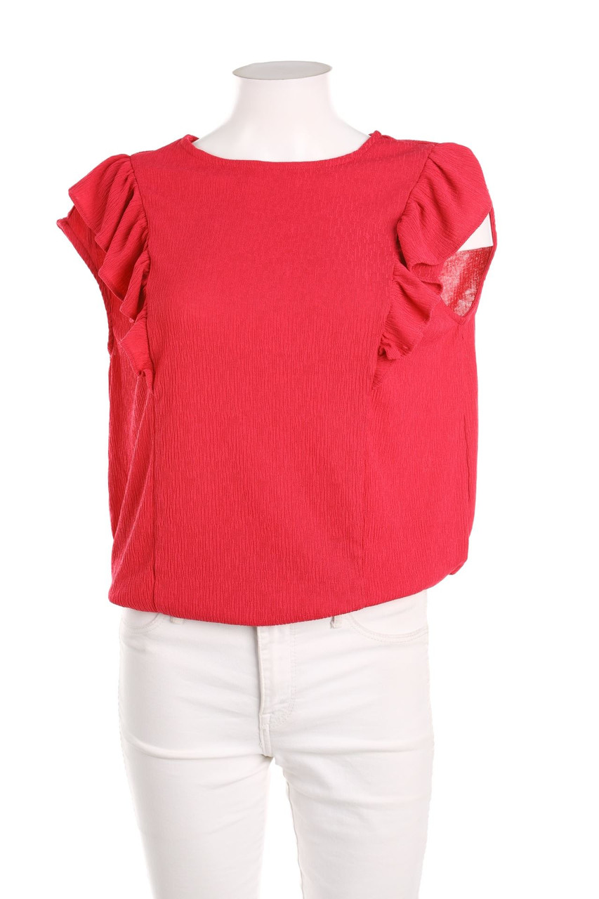 Laura Torelli - Kurzarm-Bluse mit Volants - M