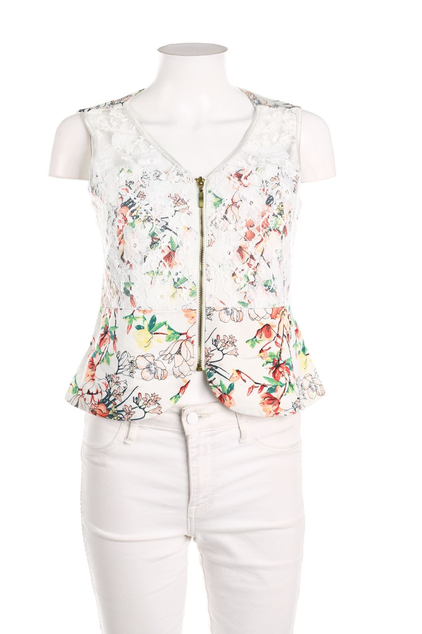 SECONDHAND - Blusentop mit Blumen-Print - L