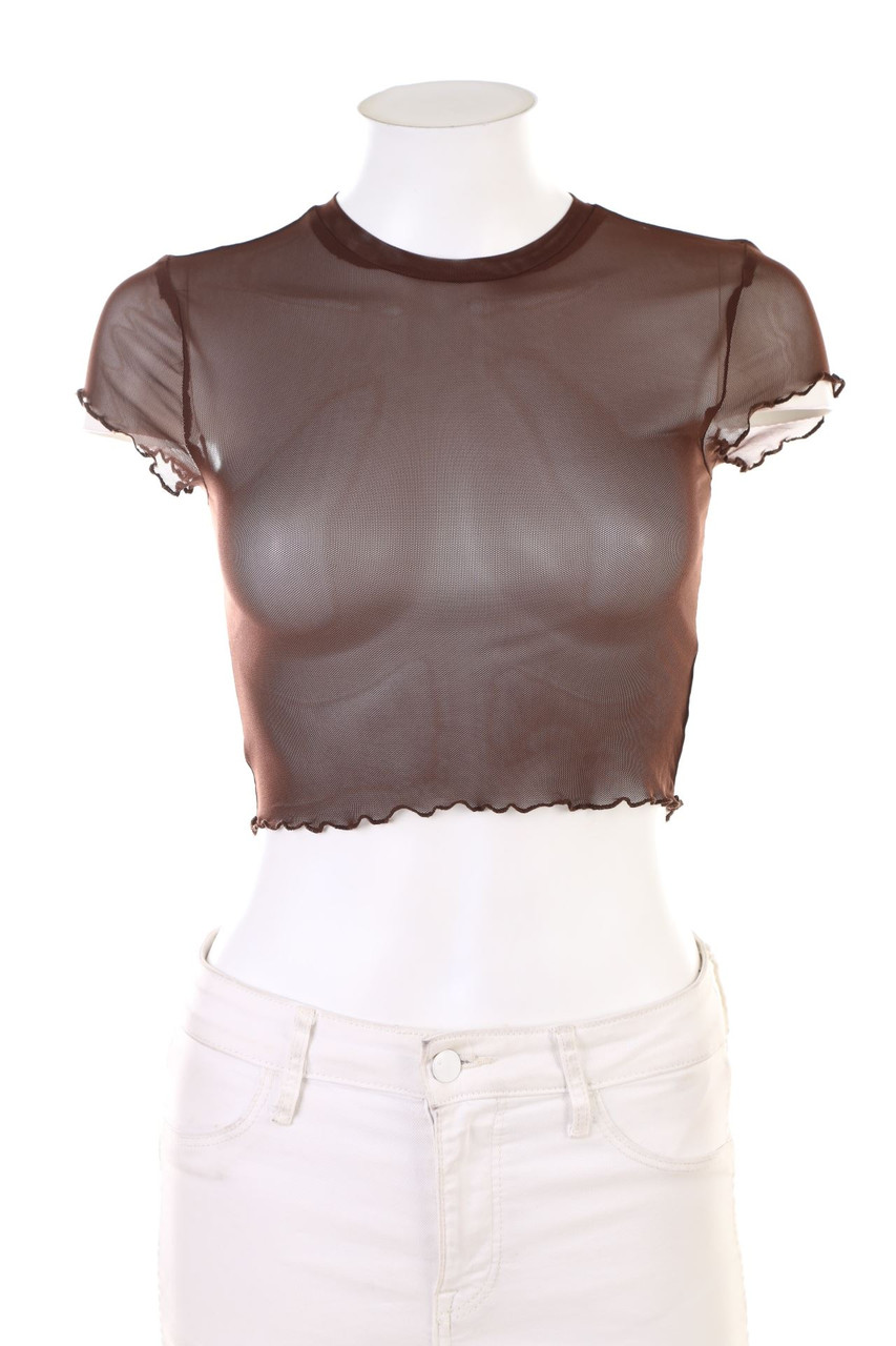 H&M - Cropped-Shirt aus Mesh - S
