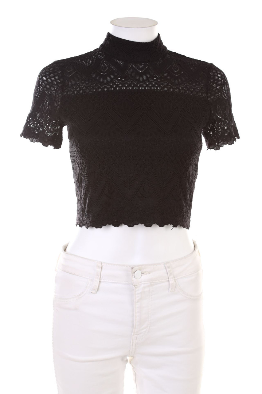 GUESS - Kurzarm-Shirt mit Spitzen-Einsatz - XS