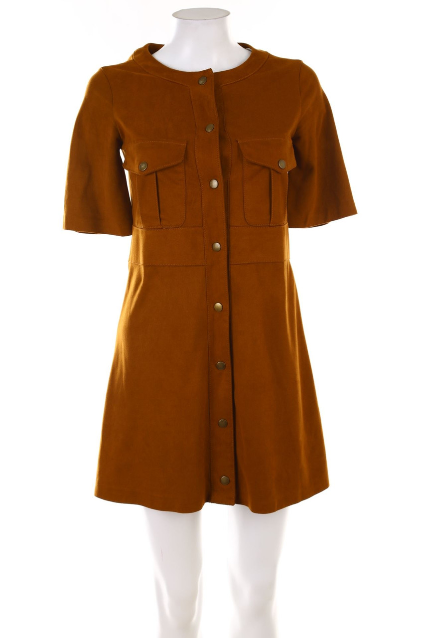 ZARA - Faux Leather-Minikleid mit aufgesetzten Taschen - XS