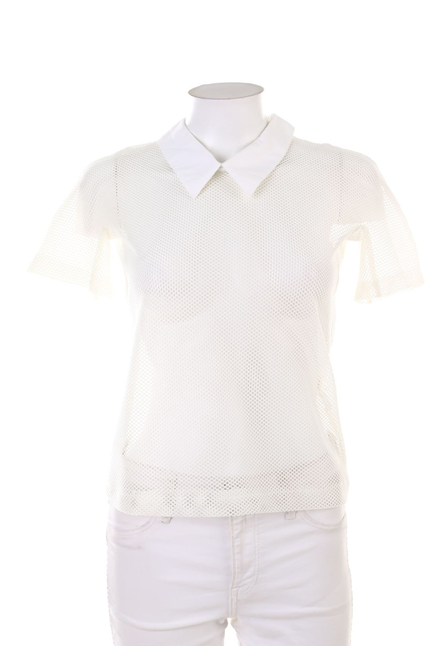 Ohne Label - Mesh-Kurzarm-Bluse - S