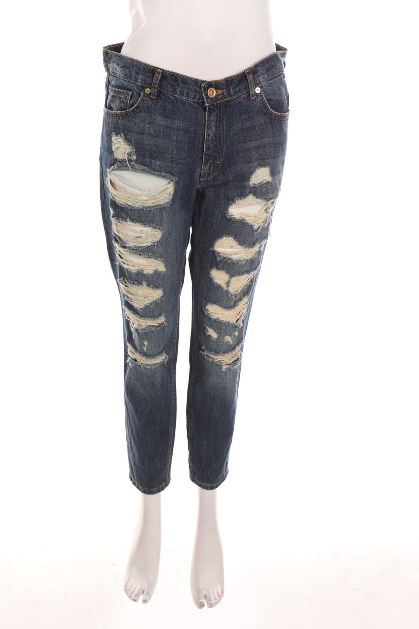 MANGO - Destroyed Cropped-Jeans - M