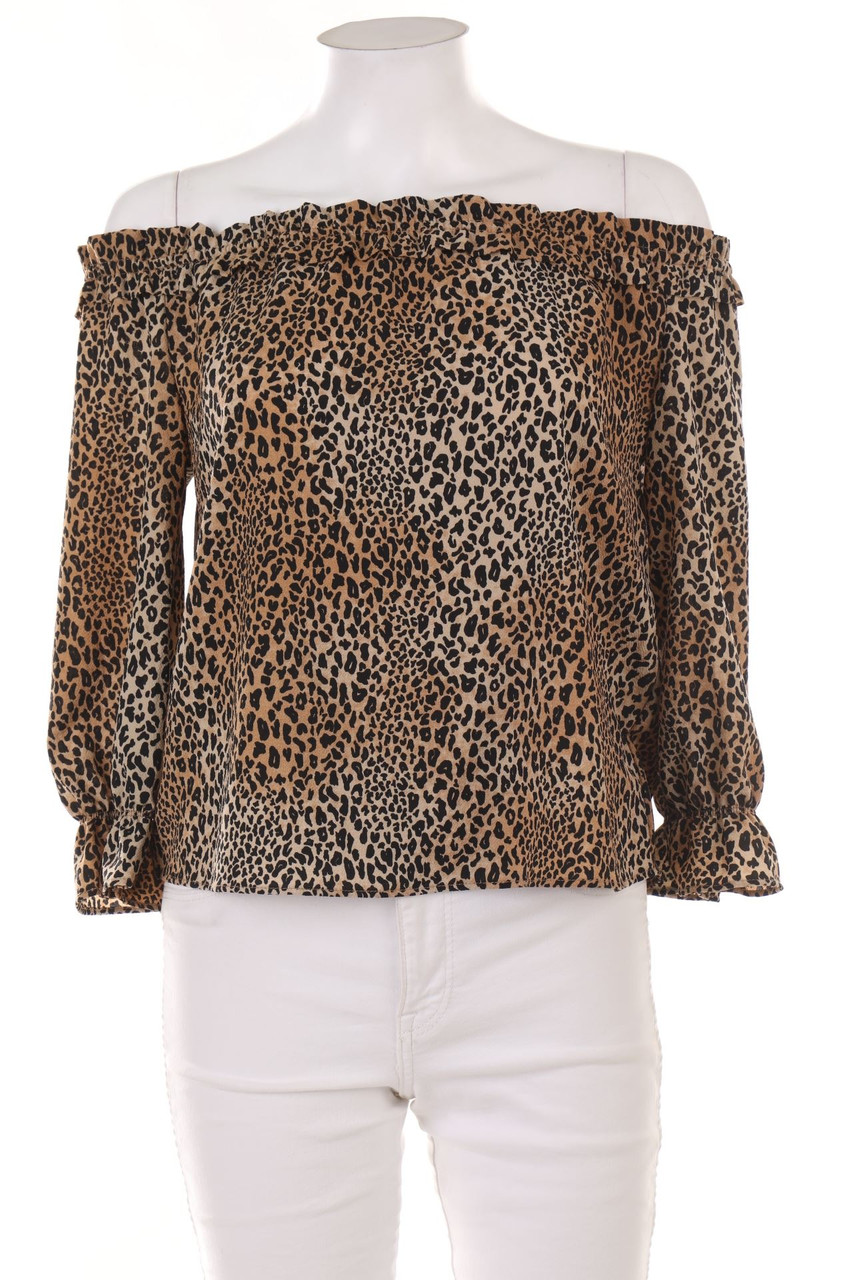 H&M - Carmen-Bluse mit Leo-Print - M