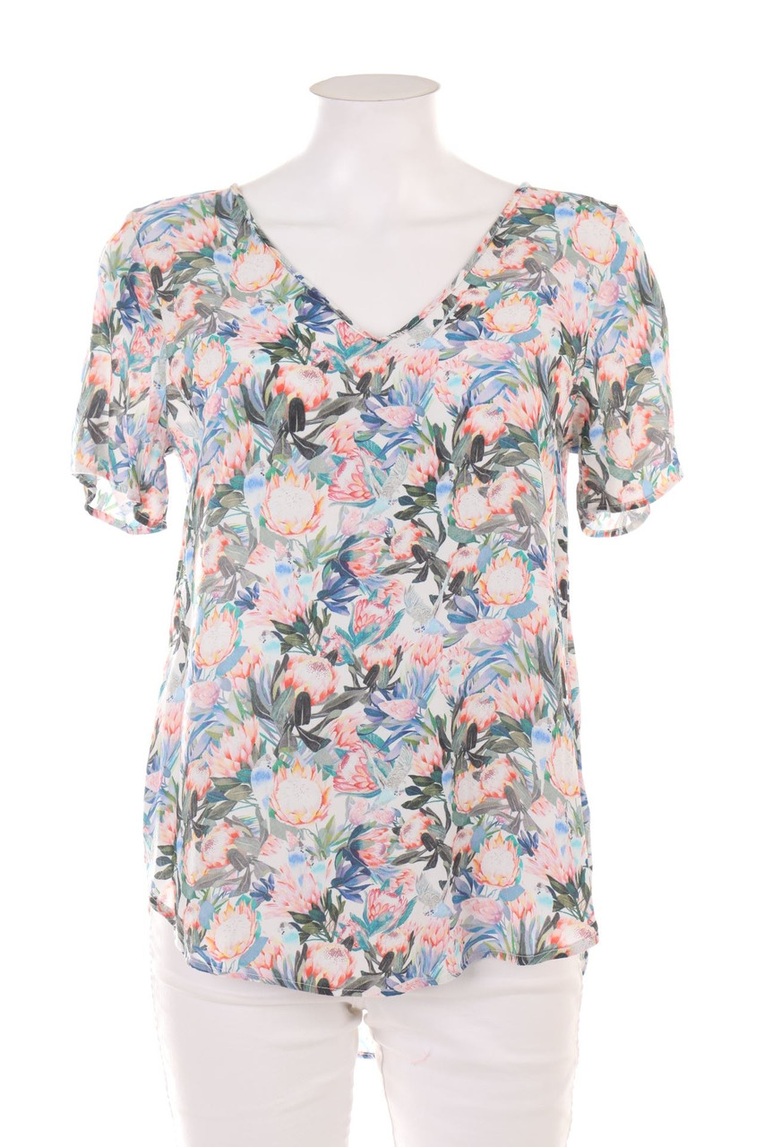 H&M - Kurzarm-Shirt mit Blumen-Print - XS