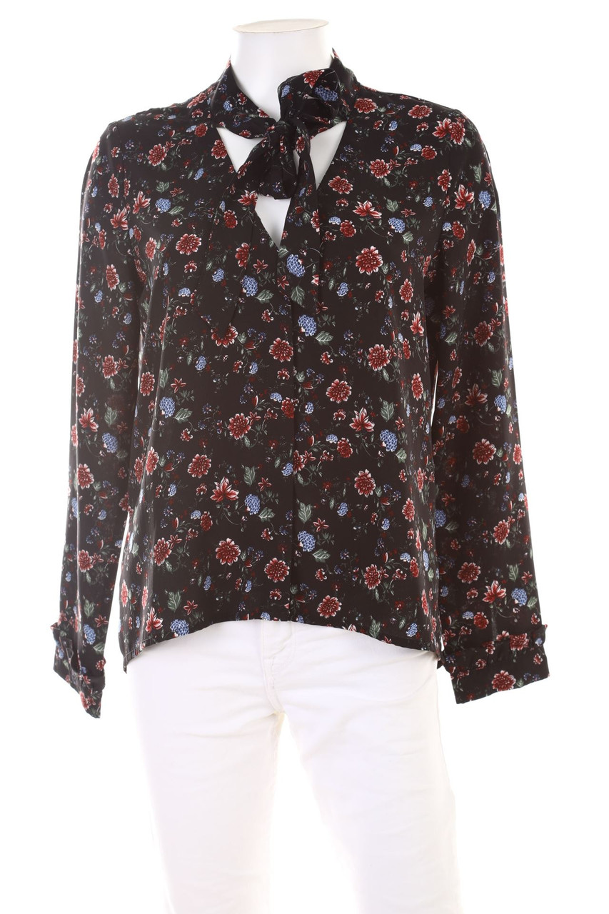 SECONDHAND - Schluppen-Bluse mit Blumen-Print - S