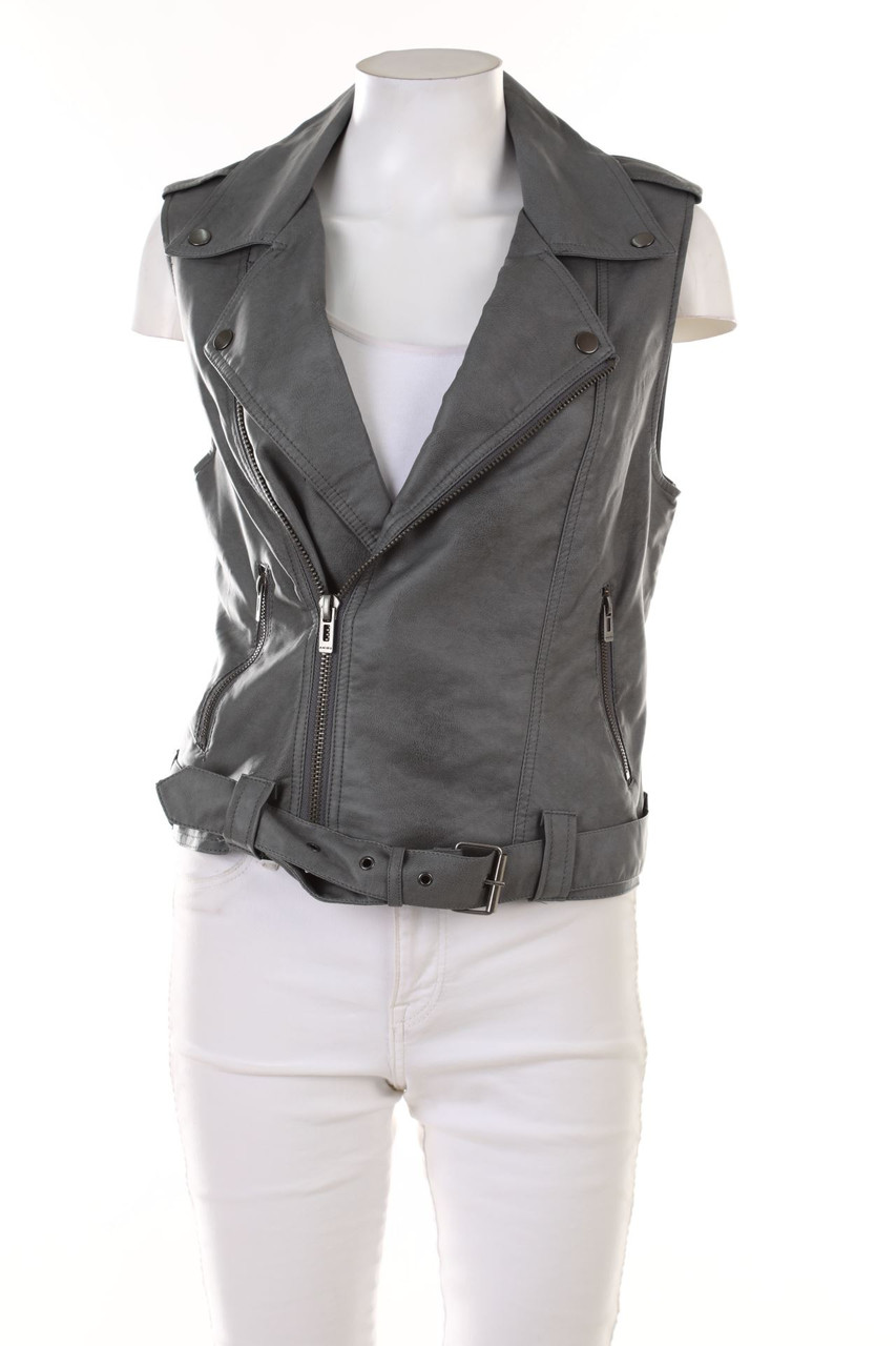 AMISU - Faux Leather-Weste im Biker-Stil - S