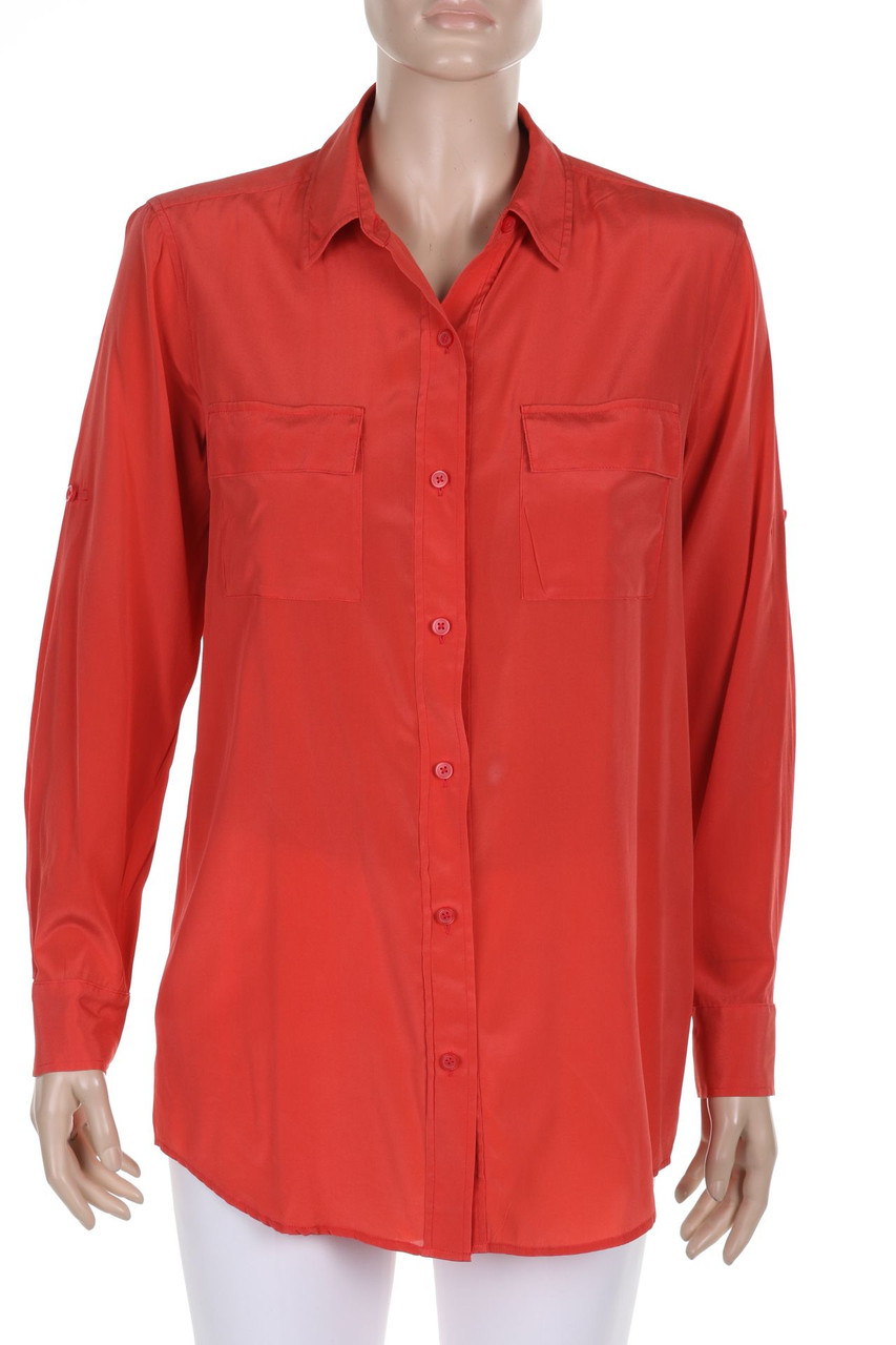 DKNY DONNA KARAN NEW YORK - Bluse aus Seiden-Mischung mit Roll-up-Manschette - M