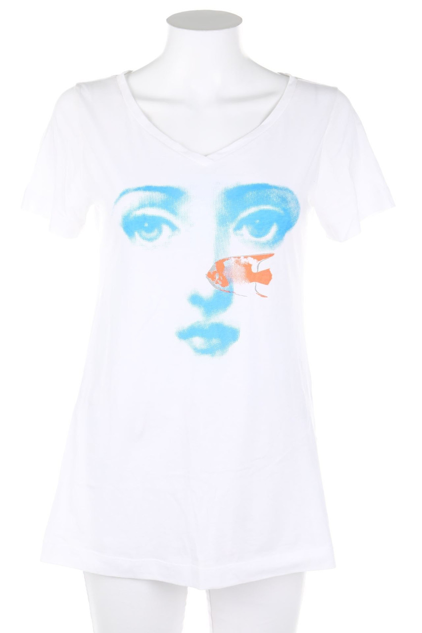 HANII Y - Kurzarm-Shirt mit Print - D 38