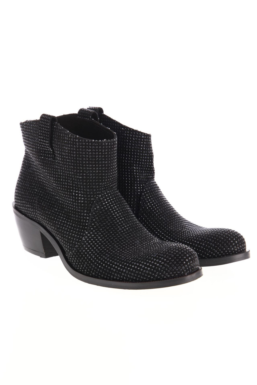 FABRIZIO CHINI - Leder-Stiefeletten mit Strass-Steinen