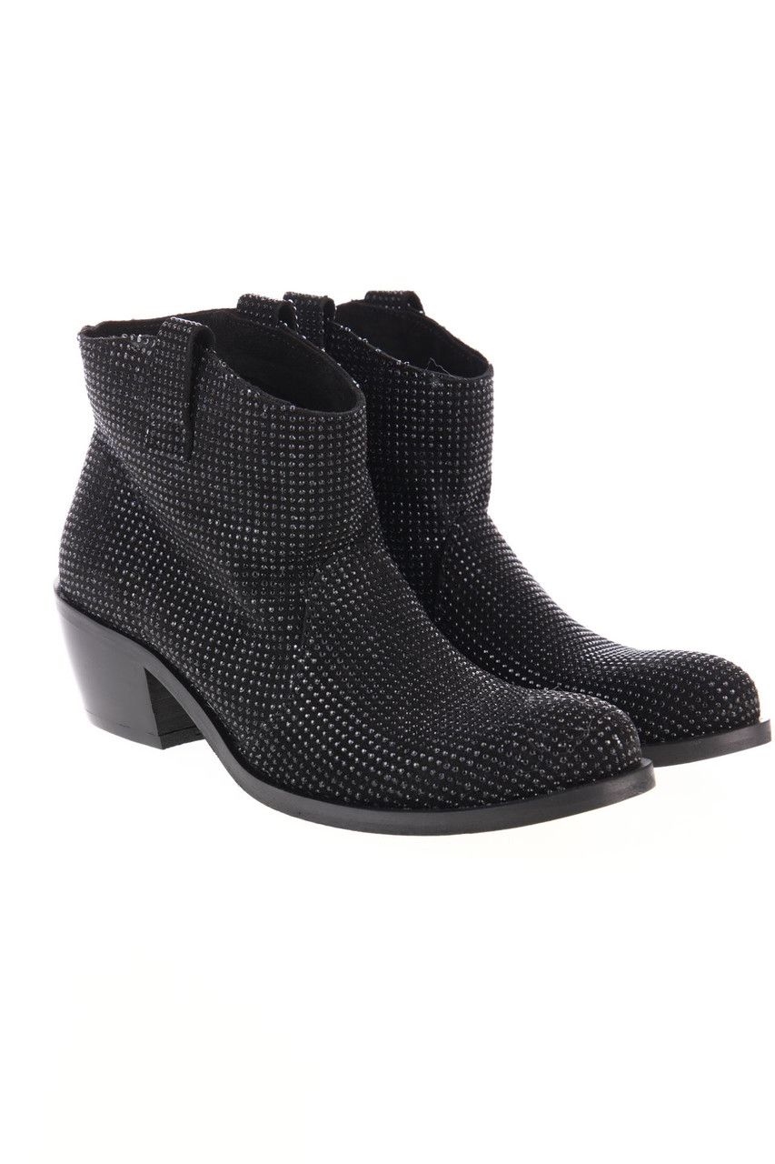 FABRIZIO CHINI - Leder-Stiefeletten mit Strass-Steinen