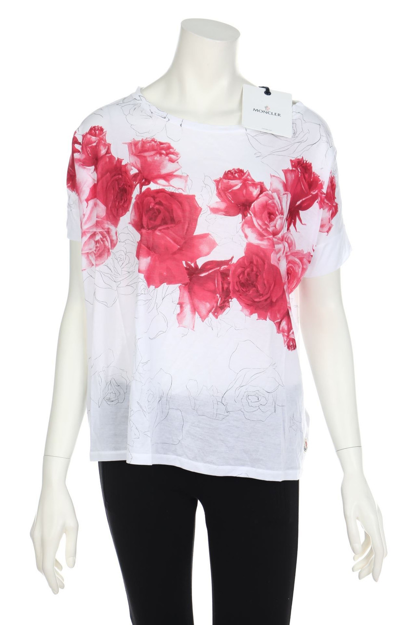 Moncler - Oversize-Kurzarm-Shirt mit Blumen-Print - L