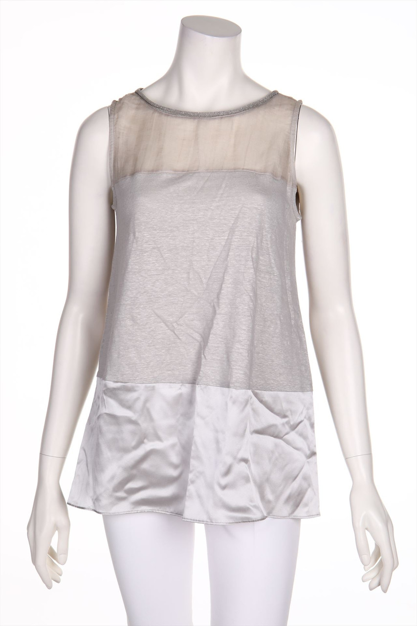 Blubianco Milano - Patchwork-Top aus Seiden-Mischung mit Leinen - D 38