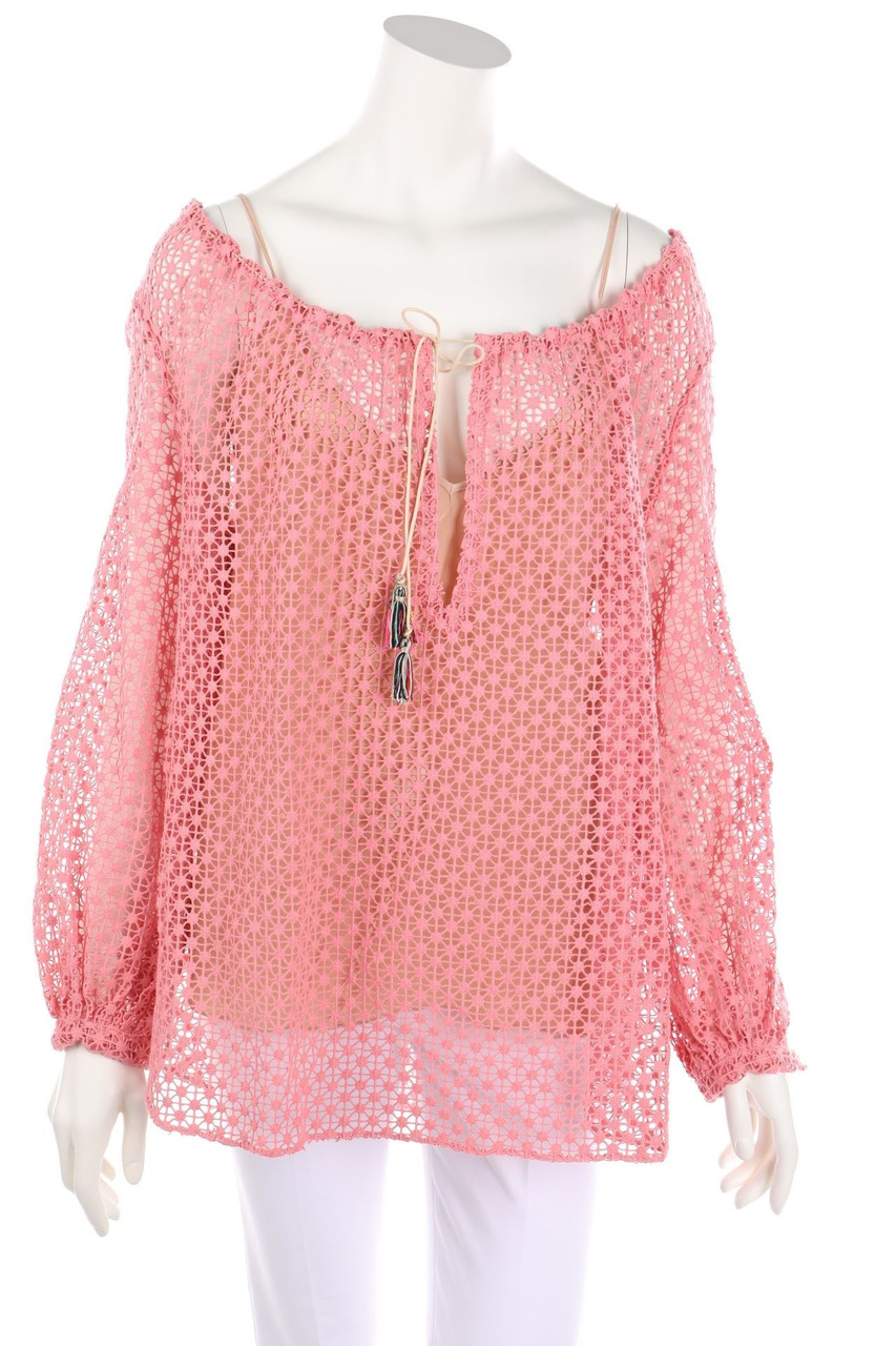 SUPER BLOND - Carmen-Bluse aus Spitze mit Seide - D 34