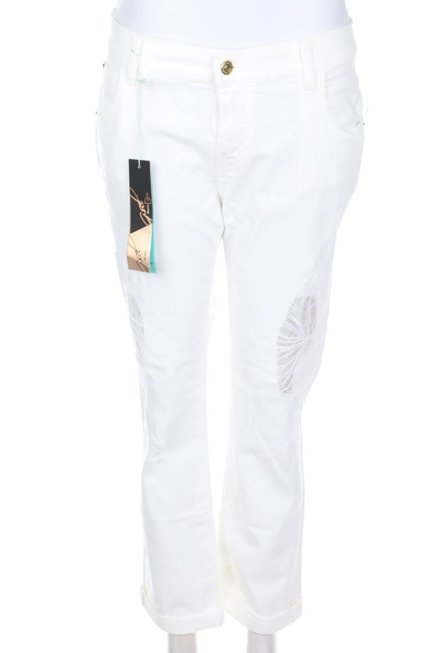 G.sel MILANO - Destroyed Cropped-Jeans mit Pailletten - W28