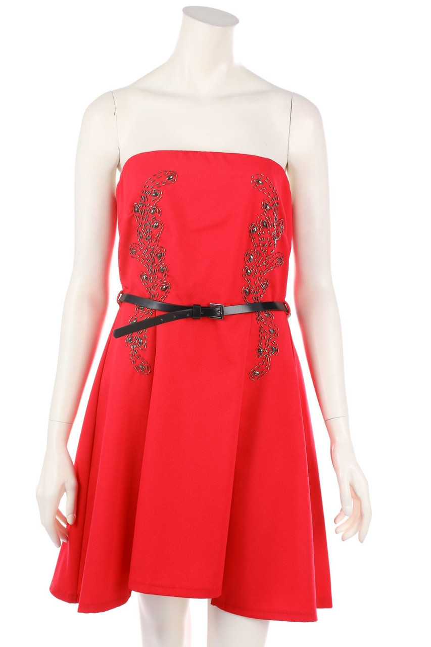 FOLLOW ME - Kleid mit Schmuckstein-Applikation - D 40