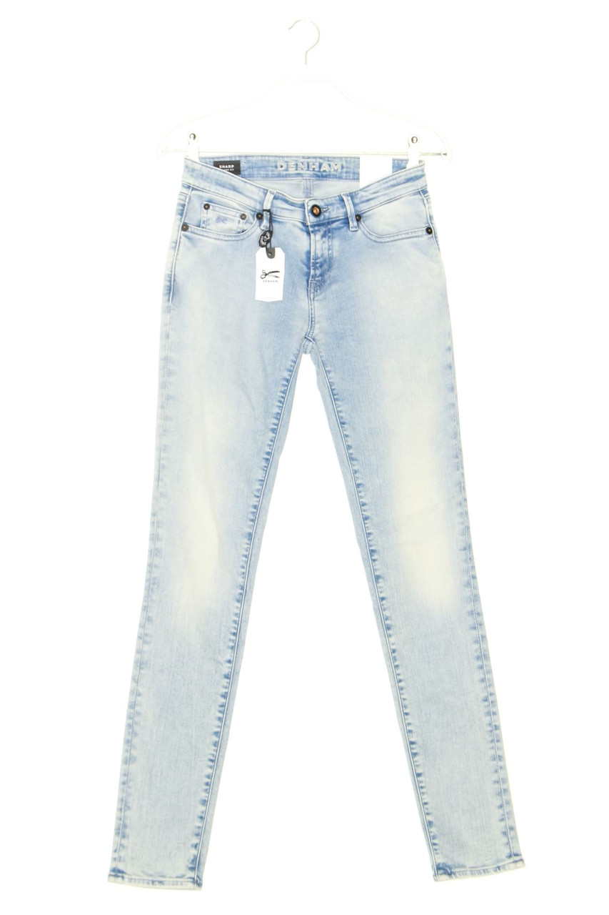 DENHAM - Used Look Skinny-Jeans mit Logo-Patch - W26