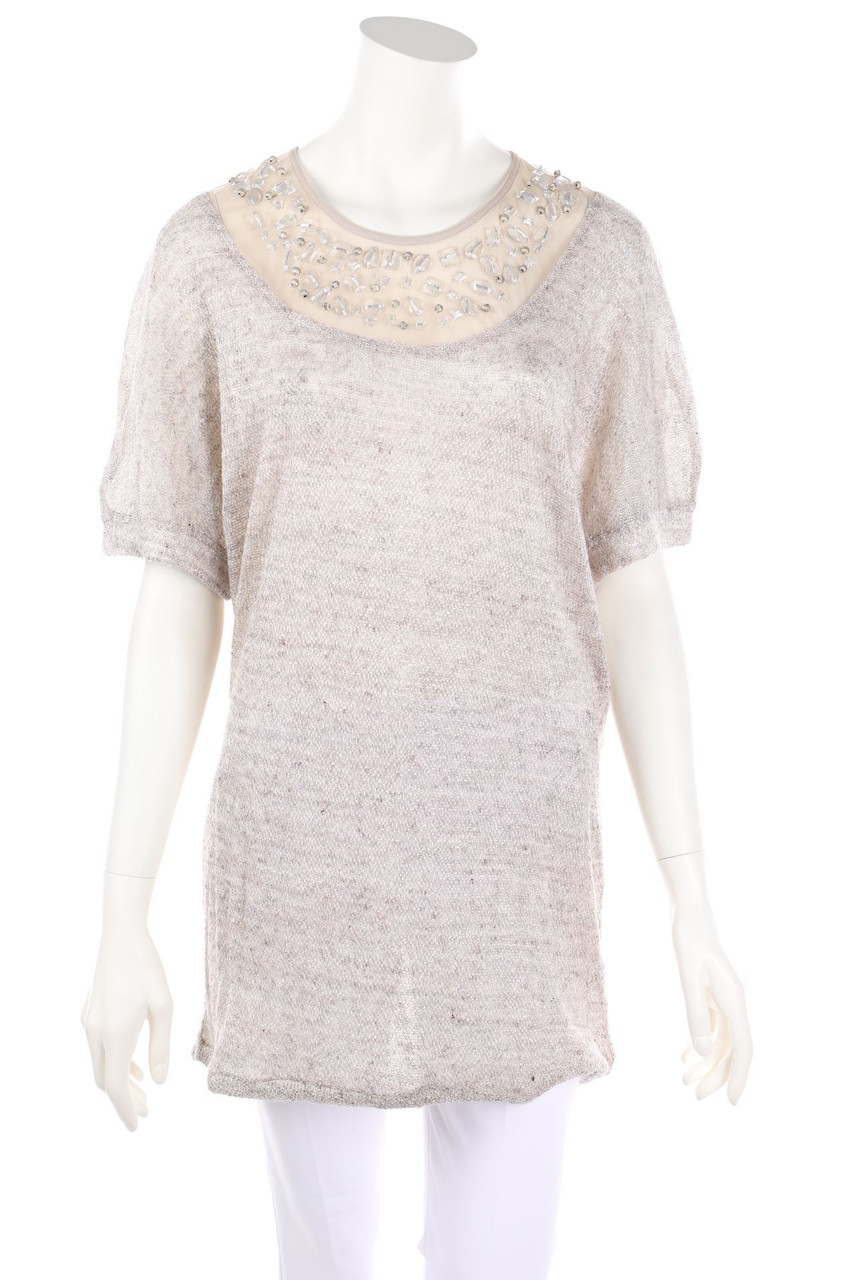 JIJIL - Batwing-Pullover mit Schmuckstein-Applikation - D 46