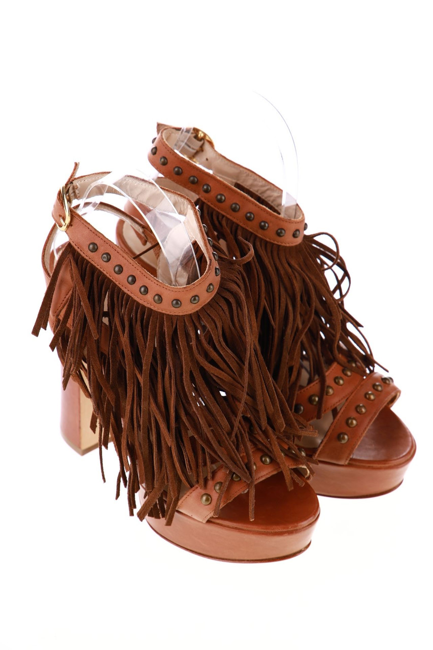 JFK - Plateau-Sandaletten mit Fransen