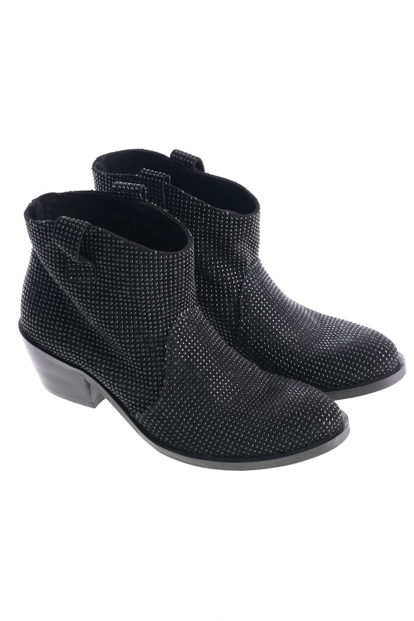 FABRIZIO CHINI - Leder-Stiefeletten mit Strass-Steinen