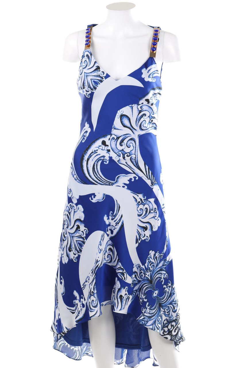 PENSIERI DI MODA - Satin-Kleid mit Schmuckstein-Applikation - D 36