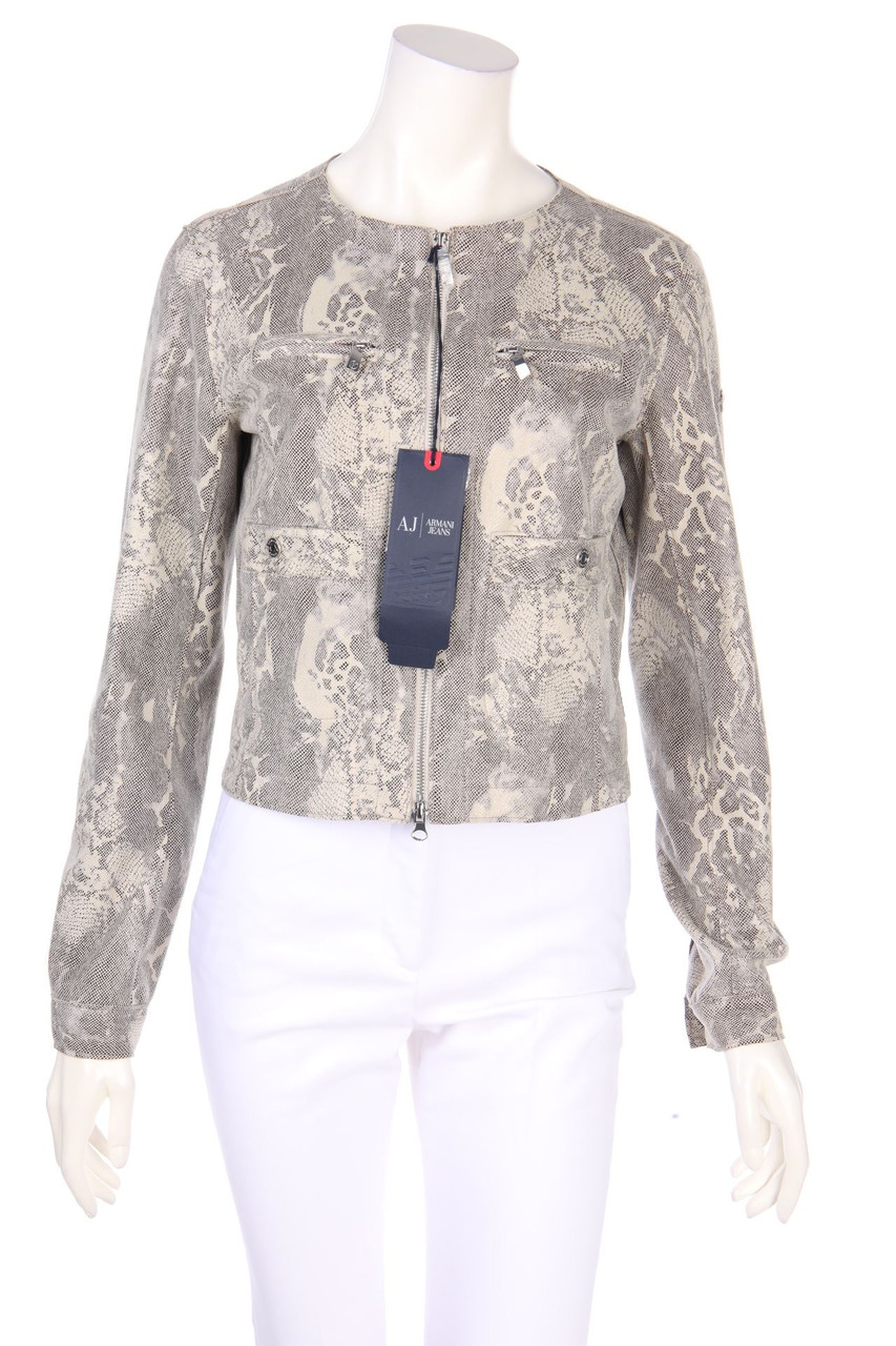 AJ ARMANI JEANS - Jacke mit Animal-Print mit Logo-Applikation - D 38