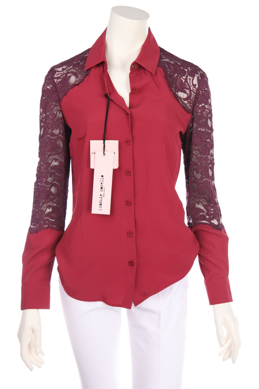 frankie morello - Bluse mit Seide mit Spitzen-Einsatz - D 34