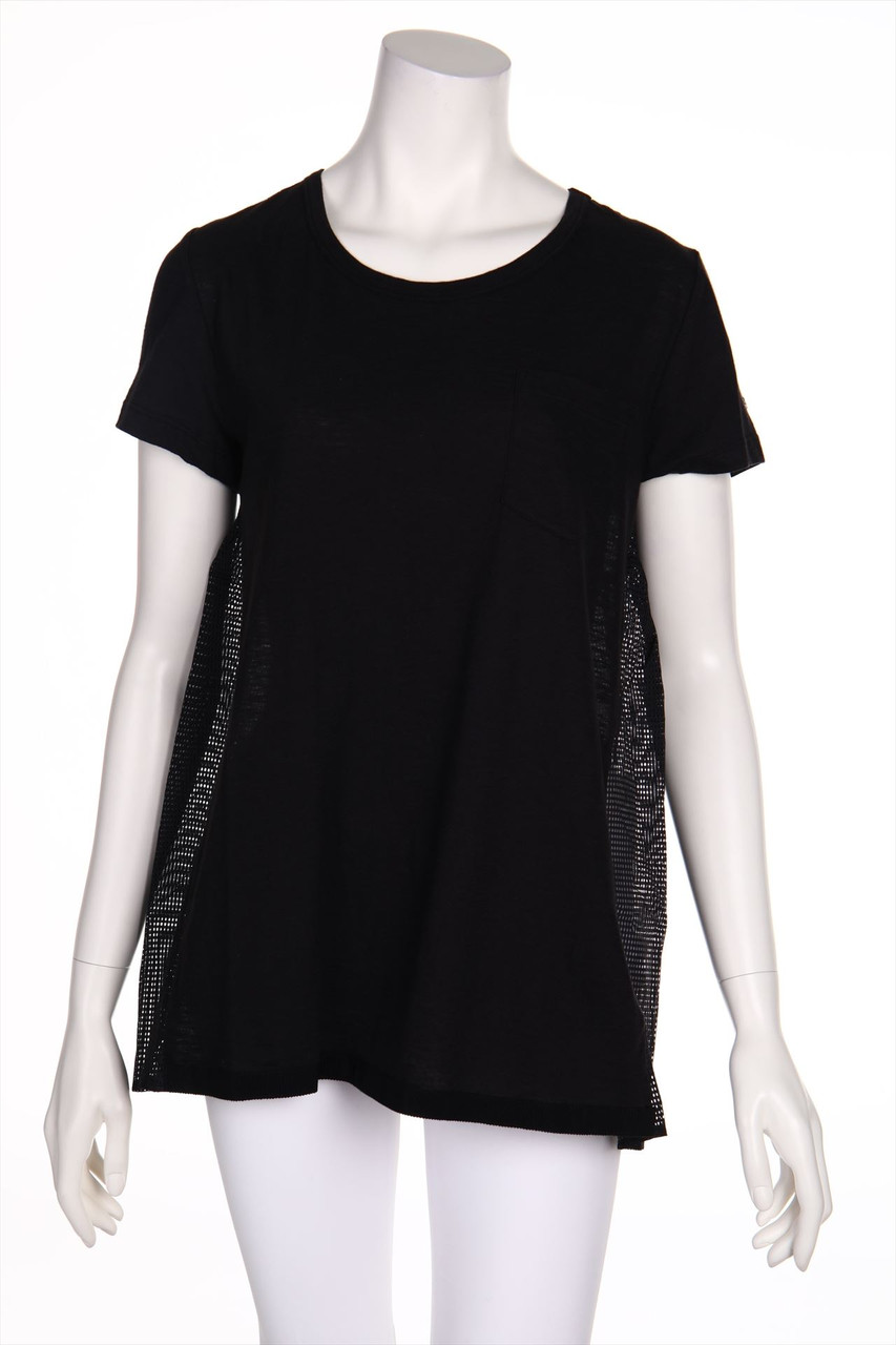 Moncler - Kurzarm-Shirt mit Mesh-Einsatz - L