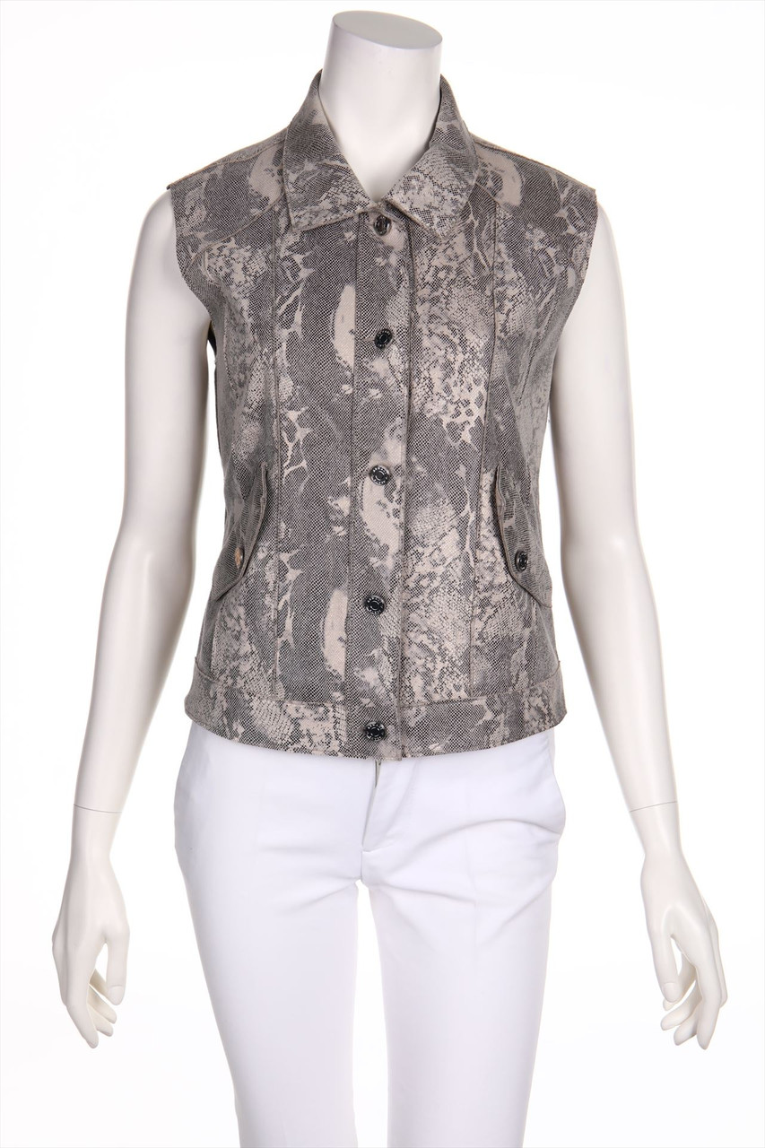 AJ ARMANI JEANS - Faux Leather-Weste mit Animal-Print - D 36