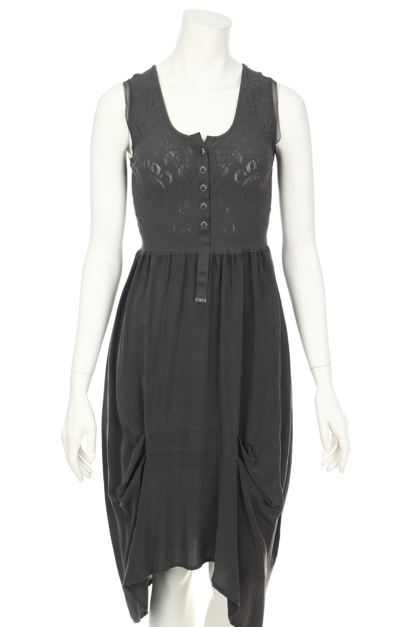 HIGH USE - Strickkleid aus Leinen-Mix mit Zopf-Muster - XS