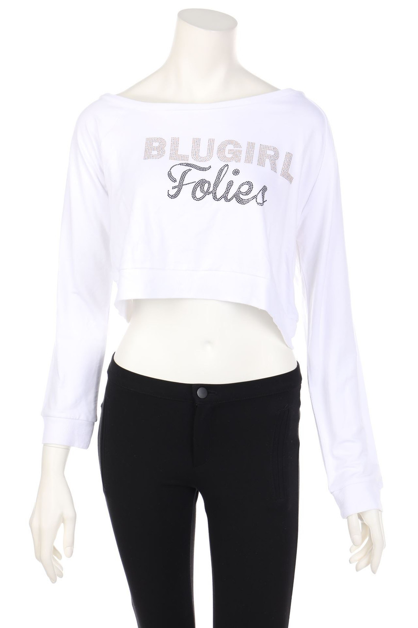 BLUGIRL Folies - Cropped-Sweatshirt mit Strass-Logo - D 40