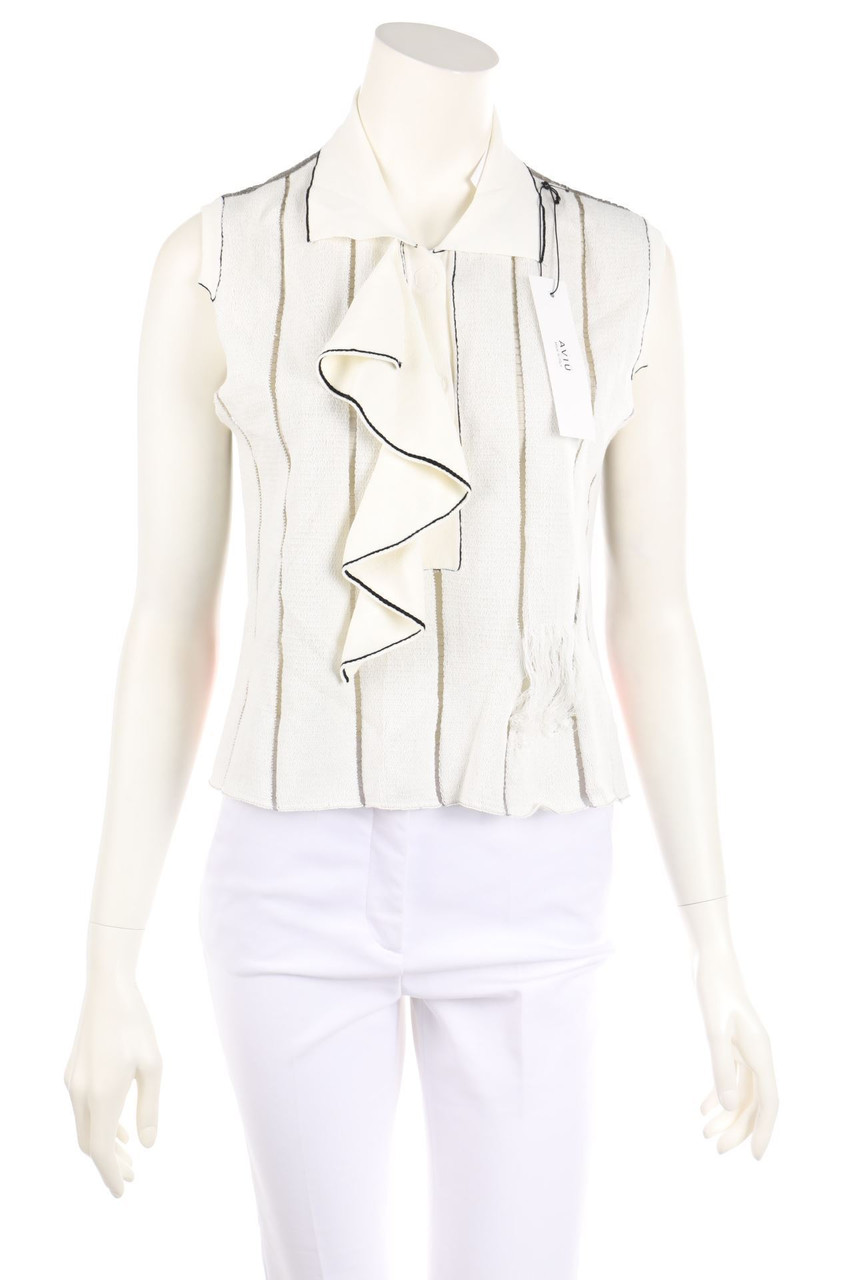 AVIU - Glitzer-Blusentop mit Volants - D 38