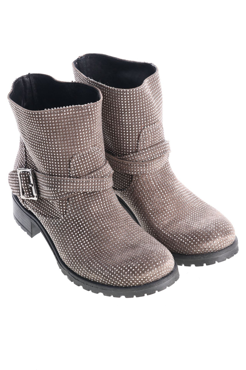 FABRIZIO CHINI - Leder-Stiefeletten mit Strass-Steinen