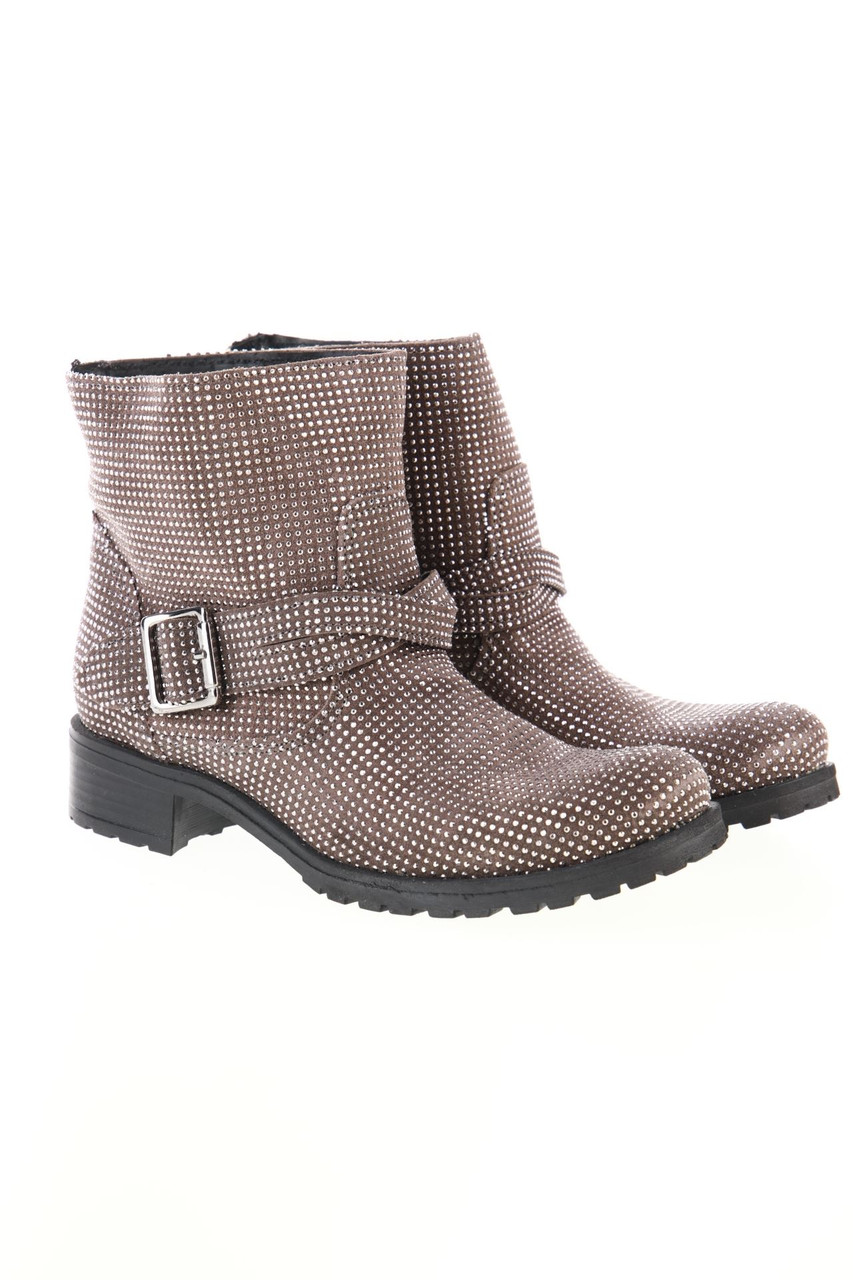 FABRIZIO CHINI - Leder-Stiefeletten mit Strass-Steinen