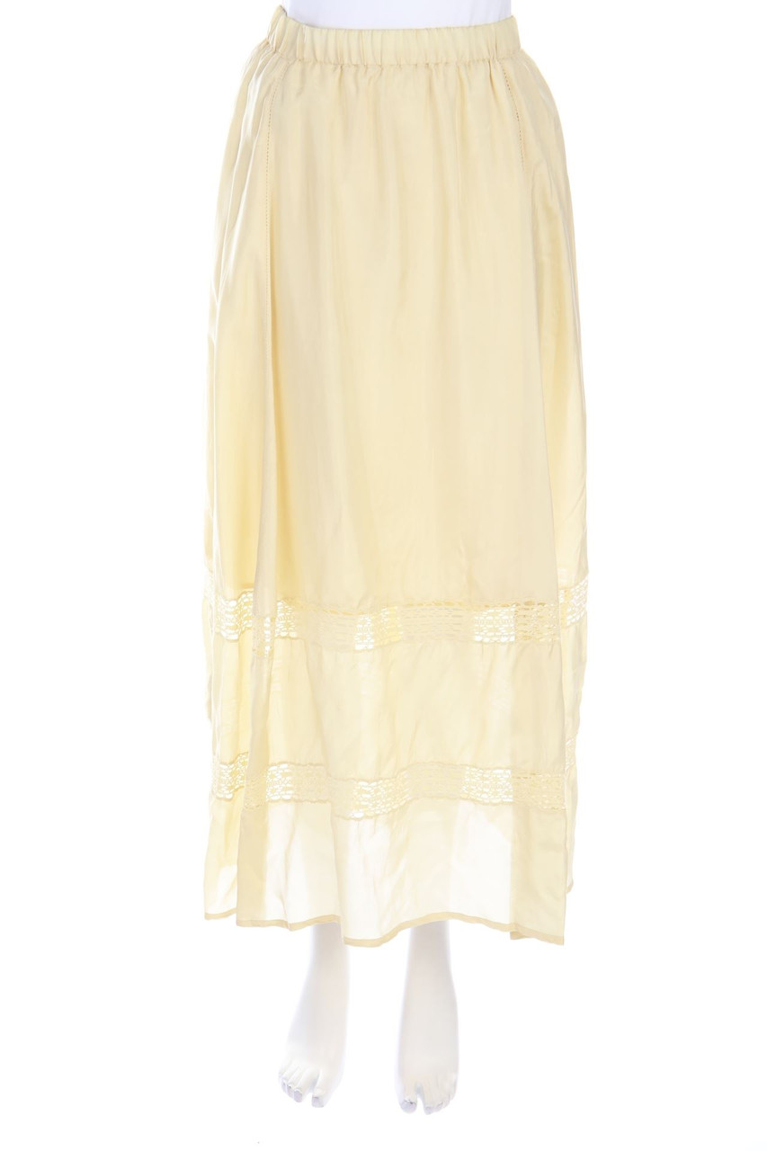 momonì - Maxi-Rock aus Seiden-Mischung mit Spitzen-Einsatz - S