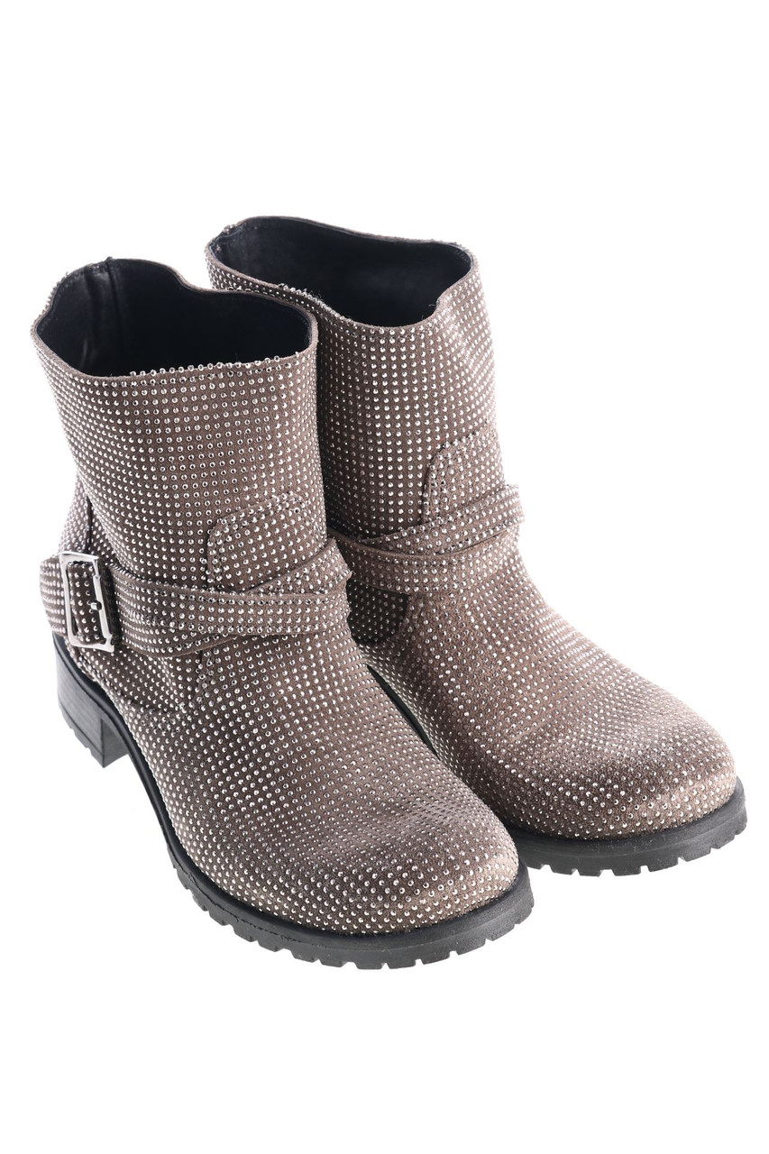 FABRIZIO CHINI - Leder-Stiefeletten mit Strass-Steinen