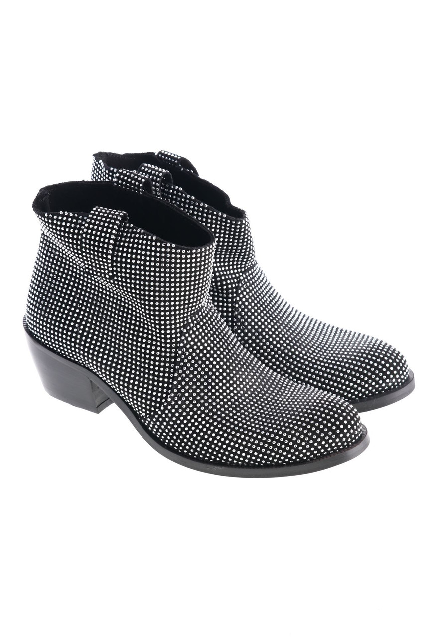 FABRIZIO CHINI - Leder-Stiefeletten mit Strass-Steinen