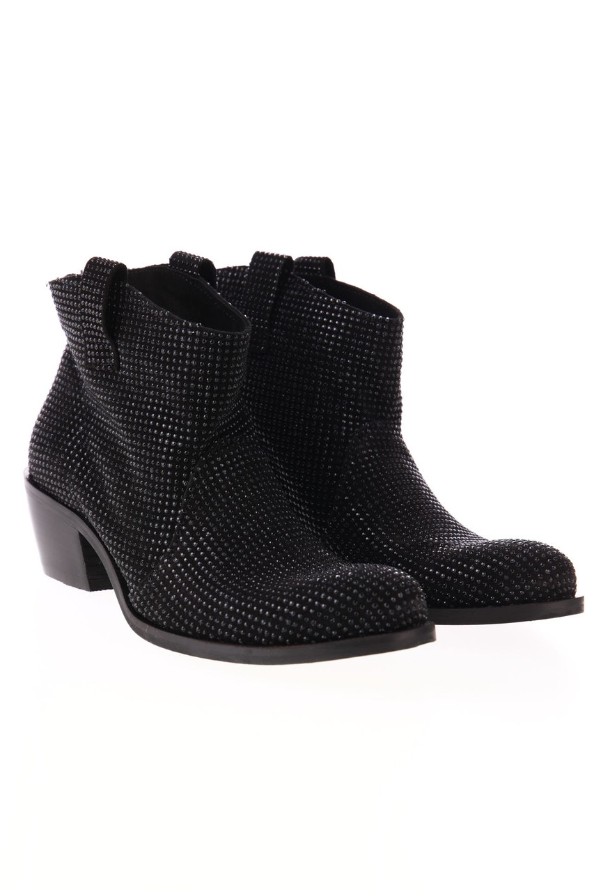 FABRIZIO CHINI - Stiefeletten aus echtem Leder mit Strass-Steinen