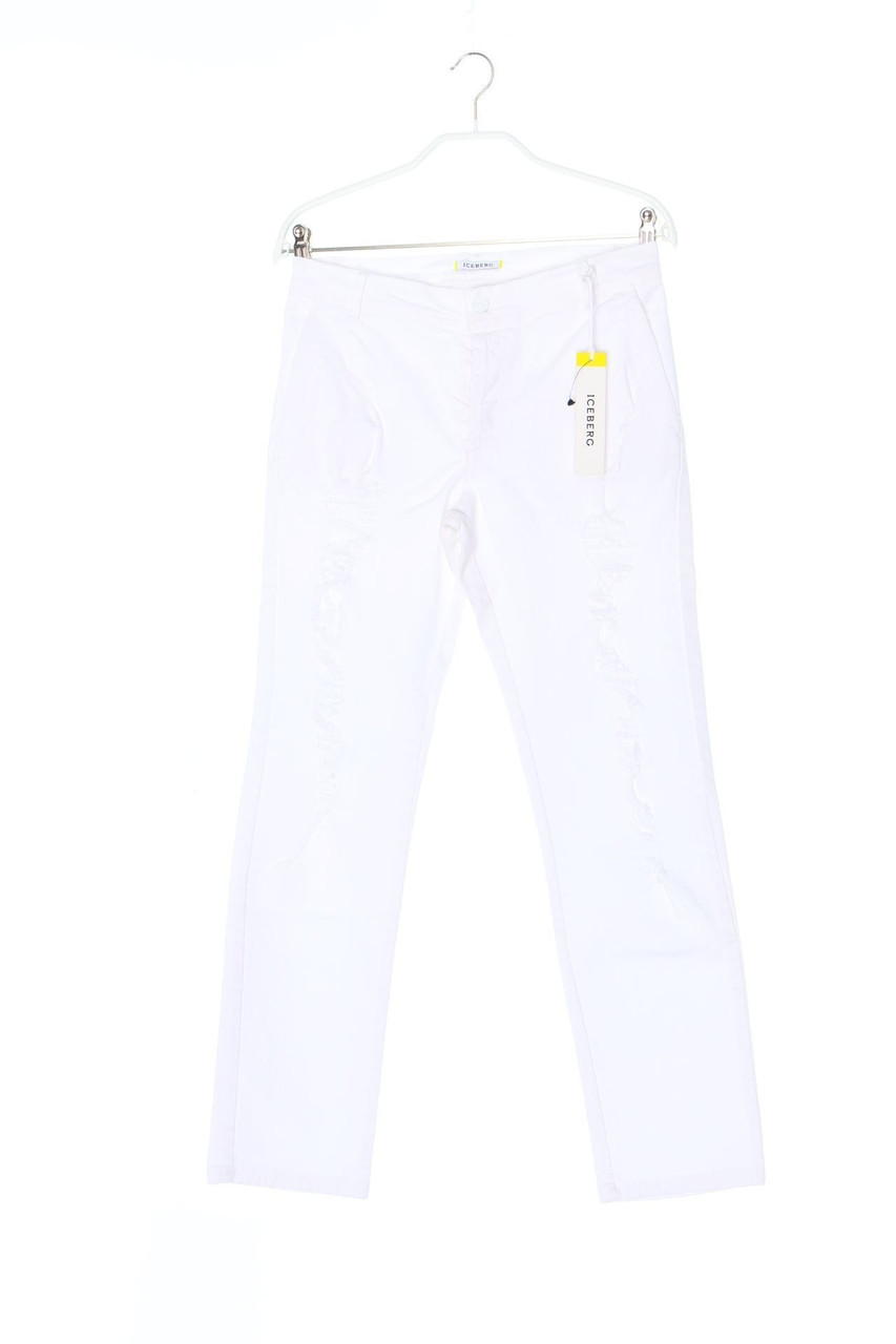 ICEBERG - Destroyed Straight Cut Jeans mit Logo-Applikation - D 38